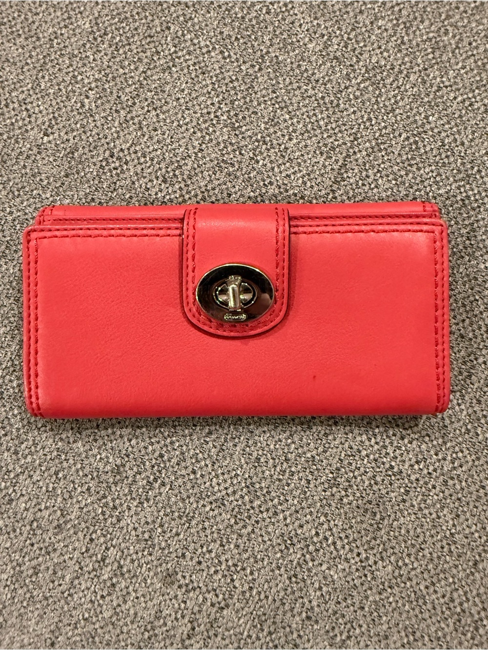 Coach Red Leather Turn-Lock Wallet